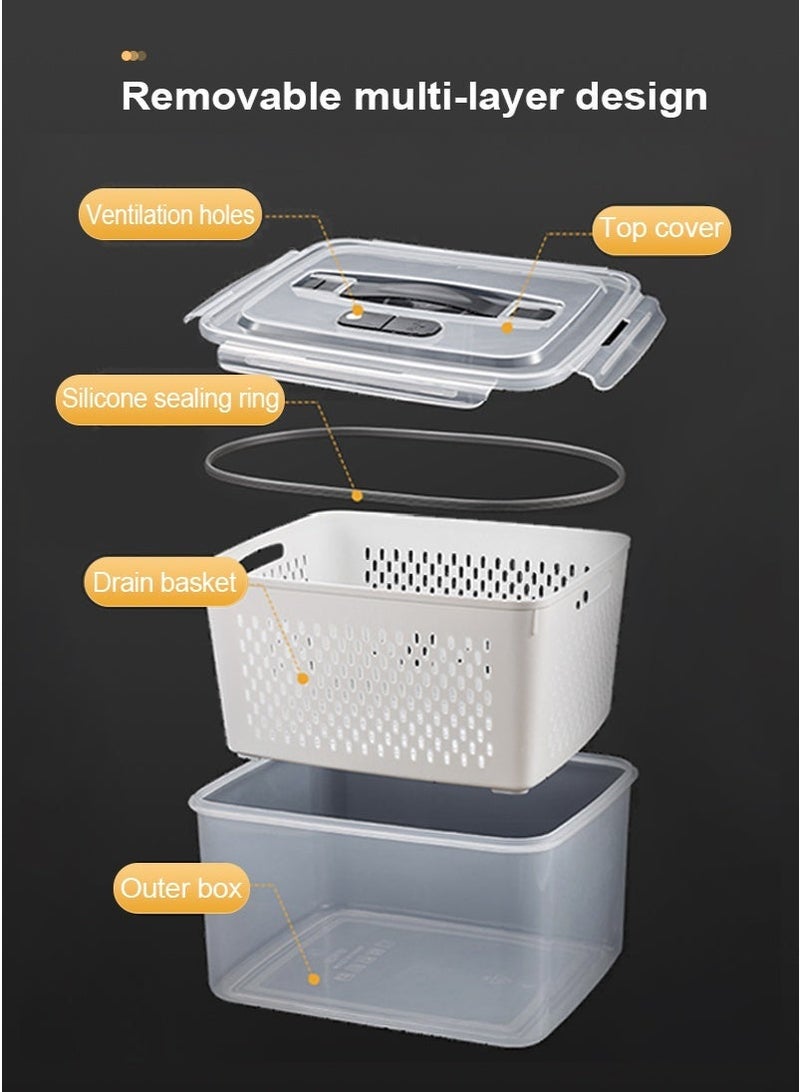 ميرتينج مجموعة من 6 قطع/18 قطعة منظم ثلاجة مع مصافي تصريف قابلة للإزالة وغطاء صندوق تخزين الطعام للفواكه والخضروات والتوت واللحوم حاوية طعام بلاستيكية PP آمنة للغسل في غسالة الأطباق - Image 5